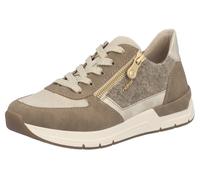Sneaker RIEKER, Damen, Gr. 43, beige (beige, taupe), Lederimitat, Textil, Schuhe Sneaker, Freizeitschuh, Schnürschuh, Halbschuh mit modischen Akzenten (74163768-43) beige, taupe