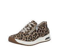 Sneaker RIEKER, Damen, Gr. 43, braun (leo), Lederimitat, Schuhe Sneaker, Schnürschuh, Halbschuh Freizeitsneaker im leo-Look, Topseller (41164158-43)