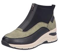 Sneaker RIEKER, Damen, Gr. 43, bunt (schwarz, khaki), Lederimitat, Textil, Schuhe Sneaker, Freizeitschuh, High Top Sneaker, Stiefelette mit modischer Laufsohle (60843966-43) schwarz, khaki