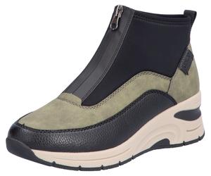 Sneaker RIEKER, Damen, Gr. 43, bunt (schwarz, khaki), Lederimitat, Textil, Schuhe Sneaker, Freizeitschuh, High Top Sneaker, Stiefelette mit modischer Laufsohle (60843966-43) schwarz, khaki