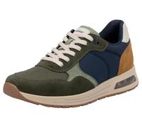 Sneaker RIEKER, Damen, Gr. 43, grün (khaki kombiniert), Lederimitat, Textil, Veloursleder, Schuhe Sneaker, Schnürschuh, Halbschuh, Freizeitschuh mit gepolstertem Schaftrand (57327135-43) khaki kombini