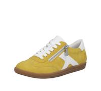Sneaker RIEKER, Damen, Gr. 43, senf, weiß, Lederimitat, Nubuklederimitat, unifarben mit Farbeinsatz, Schuhe Sneaker, Halbschuh, Freizeitschuh, Schnürschuh mit Reißverschluss (39005959-43) senf, weiß