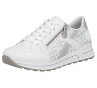 Sneaker RIEKER, Damen, Gr. 43, silber (weiß, silberfarben), Lederimitat, Schuhe Sneaker, herausnehmbarer Soft-Einlage, Freizeitschuh, Halbschuh, Schnürschuh (66326524-43) weiß, silberfarben