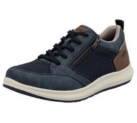 Sneaker RIEKER, Damen, Gr. 44, blau (jeansblau, braun), Lederimitat, Textil, Schuhe Sneaker, Halbschuh, Freizeitschuh, Schnürschuh mit seitlichem Reißverschluss (22277632-44) jeansblau, braun