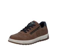 Sneaker RIEKER, Herren, Gr. 40, bunt (braun, dunkelblau), Nubuklederimitat, unifarben mit Farbeinsatz, Schuhe Sneaker, Freizeitschuh, Halbschuh, Schnürschuh mit Kontrastbesatz (37777761-40) braun, dun