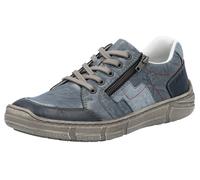 Sneaker RIEKER, Herren, Gr. 41, blau (blau kombiniert), Leder, kontrastfarbene Details, Basic, Schuhe, Schnürschuh, Halbschuh, Freizeitschuh mit Reißverschluss (99529413-41) blau kombiniert