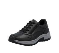 Sneaker RIEKER, Herren, Gr. 43, schwarz, Glattleder, unifarben, Schuhe Sneaker, Schnürschuh, Halbschuh, Freizeitschuh mit gepolstertem Schaftrand (10044502-43) schwarz