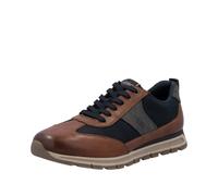 Sneaker RIEKER, Herren, Gr. 45, braun (cognac, dunkelblau, grau), Glattleder, Textil, Schuhe Sneaker, Schnürschuh, Halbschuh, Casual-Sneaker mit gep. Schaftrand (95535220-45) cognac, dunkelblau, grau