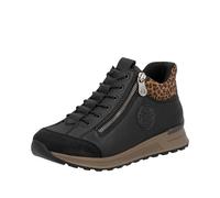 Sneaker RIEKER "Ready2GO", Damen, Gr. 39, schwarz (schwarz, leo), Lederimitat, Textil, animal-print, Schuhe Sneaker, Schnürboots, High Top Sneaker, Stiefelette mit Soft-Einlage (28722134-39) schwarz,