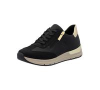 Sneaker RIEKER "Rieker Sneaker Lederimitat", Damen, Gr. 38, gold (schwarz, gold), Lederimitat, Schuhe Sneaker (50770209-38) schwarz, gold