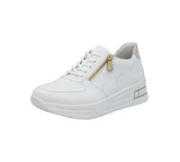 Plateausneaker RIEKER, Damen, Gr. 37, beige (weiß, hellbeige), Lederimitat, sportlich, Schuhe, Halbschuh, Schnürschuh, Freizeitsneaker mit Reißverschluss (85539704-37) weiß, hellbeige