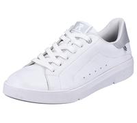 Sneaker RIEKER SPORT, Damen, Gr. 37, weiß, Leder, Schuhe Sneaker, in monochromer Optik, Freizeitschuh, Halbschuh, Schnürschuh (23480120-37) weiß