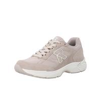 Sneaker RIEKER SPORT, Damen, Gr. 41, beige, Leder, Textil, unifarben mit Farbeinsatz, Basic, Schuhe Sneaker, Halbschuh, Schnürschuh mit Logoemblem und Wechselfußbett (16262349-41) beige