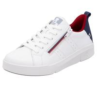 Sneaker RIEKER SPORT, Damen, Gr. 42, bunt (weiß, dunkelblau), Leder, Textil, Schuhe Modernsneaker Halbschuh Schnürschuh Sneaker low, Schnürung und Reißverschluss, Freizeitschuh, Halbschuh, Schnürschuh