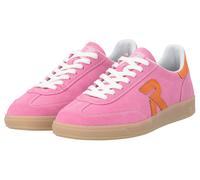 Sneaker RIEKER SPORT "San Diego Swing2GO", Damen, Gr. 43, pink (pink, orange), Veloursleder, unifarben mit Farbeinsatz, Schuhe Sneaker, Retro-Sneaker, Freizeitschuh, Halbschuh mit herausnehmbarem Fußb