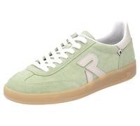 Sneaker RIEKER SPORT "San Diego Swing2GO", Damen, Gr. 43, weiß (mint, sanftes weiß), Veloursleder, unifarben mit Farbeinsatz, Schuhe Sneaker, Retro-Sneaker, Freizeitschuh, Halbschuh mit herausnehmbare