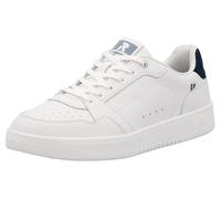 Sneaker RIEKER SPORT "Swing2GO", Herren, Gr. 44, bunt (weiß, dunkelblau), Leder, kontrastfarbene Details, casual, Schuhe, Schnürschuh, Freizeitsneaker, Halbschuh mit dezenter Perforation (48241917-44)