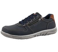 Sneaker ROMIKA, Herren, Gr. 42, blau (navy, braun), Lederimitat, kontrastfarbene Details, Schuhe Sneaker, Halbschuh, Freizeitschuh, Schnürschuh mit modischen Kontrastnähten (19703738-42) navy, braun