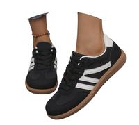 Sneaker Schwarz Damen, Schuhe Damen Sneaker Retro, Sportschuhe Bequeme Halbschuhe Damenschuhe Weite H Sneakers rutschfeste Schnürschuhe Breite Füße Freizeitschuhe Flach Turnschuhe, 36-42 EU