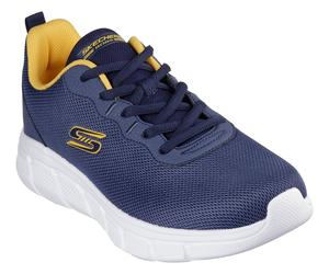 Sneaker SKECHERS "Bobs Sport™ B Flex - Chill Edge", Herren, Gr. 40, blau (navy, orange), Lederimitat, Mesh, kontrastfarbene Details, Schuhe Sneaker, Chunky Sneaker, Schnürschuhe in veganer Verarbeitun