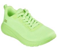 Sneaker SKECHERS "BOBS SQUAD CHAOS-COOL RYTHMS", Damen, Gr. 36, grün (neongrün lime), Textil, unifarben, Schuhe Sneaker, Knitwear-Sneaker, Schnürschuh in veganer Verarbeitung (59068012-36) neongrün li