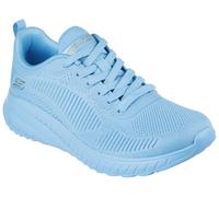 Sneaker SKECHERS "BOBS SQUAD CHAOS-COOL RYTHMS", Damen, Gr. 37, blau (neon aquablau), Textil, unifarben, Schuhe Sneaker, Knitwear-Sneaker, Schnürschuh in veganer Verarbeitung (75273359-37) neon aquabl