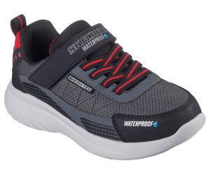 Sneaker SKECHERS "BOUNDER 2.0", Jungen, Gr. 33, schwarz (schwarz, grau), Lederimitat, Textil, Schuhe Sneaker, Trekkingschuh mit waterproof, Größenschablone zum Download (25981221-33)
