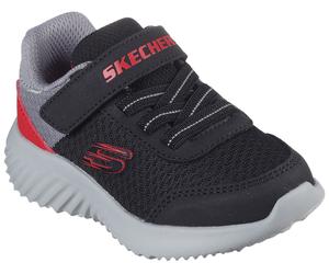 Sneaker SKECHERS "Bounder - Trekzic", Mädchen, Gr. 21, schwarz (schwarz, rot), Lederimitat, Schuhe Sneaker, Freizeitschuh, Klettschuh, Schnürschuh mit Komfort-Innensohle (23481710-21) schwarz, rot