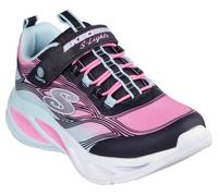 Sneaker SKECHERS "COSMIC GLOW LIGHTS", Mädchen, Gr. 29, bunt (schwarz, multi), Lederimitat, Textil, kontrastfarbene Details, Schuhe Sneaker, Klettschuh mit Glitzer, Größenschablone zum Download (40834