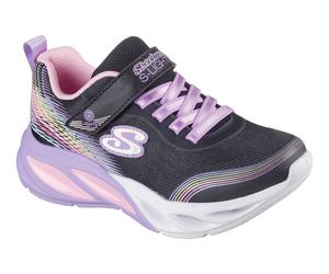 Sneaker SKECHERS "COSMIC GLOW LIGHTS", Mädchen, Gr. 31, lila (schwarz, multi), Lederimitat, Textil, Mesh, leicht glänzend, Schuhe Sneaker, Sportschuh mit Klett, Größenschablone zum Download (15732511-
