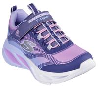 Sneaker SKECHERS "COSMIC GLOW LIGHTS", Kinder, Gr. 36, bunt (navy, multi), Textil, Lederimitat, kontrastfarbene Details, modisch, Schuhe, Blink,-Klettschuh mit Glitzer, Größenschablone zum Download, T