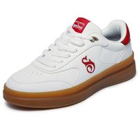 Sneaker SKECHERS "COURTSIDE-CALI DUDEZ", Herren, Gr. 47,5, weiß, rot, Lederimitat, kontrastfarbene Details, Schuhe Sneaker, Snoop Dogg Schnürschuh mit Kontrastbesätzen (93710638-47,5) weiß, rot