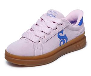 Sneaker SKECHERS "COURTSIDE-CALI GIRLZ", Damen, Gr. 35, rosa (rosa, blau), Veloursleder, unifarben mit Farbeinsatz, Schuhe Sneaker, Basket-Sneaker, Schnürschuh mit Slip-Ins Funktion (38120740-35) rosa