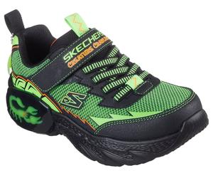 Sneaker SKECHERS "CREATURE-CRAWLERS", Damen, Gr. 30, schwarz, limette skorpion, Lederimitat, Mesh, kontrastfarbene Details, Schuhe Sneaker, Klettschuh mit coolem Motiv, Größenschablone zum Download (4