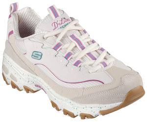 Sneaker SKECHERS "D'LITES-BOLD VIEWS", Damen, Gr. 35, beige (beige, rosa), Leder, Textil, Schuhe Sneaker, Freizeitschuh, Halbschuh, Schnürschuh mit Air-Cooled Memory Foam (38747218-35)