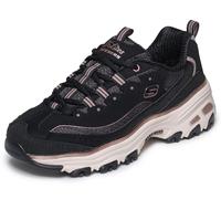 Sneaker SKECHERS "D'LITES-", Damen, Gr. 35, Textil, schwarz (schwarz, roségoldfarben), Synthetik, Schuhe Sneaker, Schnürschuh, Freizeitsneaker mit Glitzerdetails (91284522-35) schwarz, roségoldfarben
