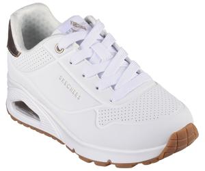 Sneaker SKECHERS "ESS - STREET GIRLS", Mädchen, Gr. 28, weiß, Lederimitat, Schuhe Sneaker, Freizeitschuh mit gepolster.Schaftrand, Größenschablone zum Download (32251860-28) weiß