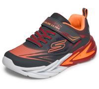 Sneaker SKECHERS "FLEX-GLOW ULTRA", Damen, Gr. 31, grau, orange, Lederimitat, Textil, Mesh, kontrastfarbene Details, Schuhe Sneaker, Klettschuh zum Schlüpfen, Größenschablone zum Download (69793968-31