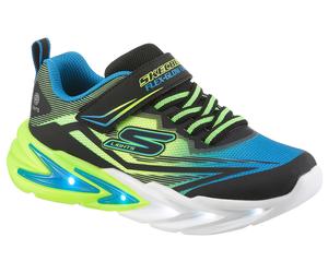 Sneaker SKECHERS "FLEX-GLOW ULTRA", Mädchen, Gr. 32, bunt (schwarz, neongelb), Lederimitat, Textil, Mesh, kontrastfarbene Details, Schuhe Sneaker, Klettschuh zum Schlüpfen, Größenschablone zum Downloa