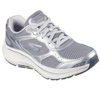 Sneaker SKECHERS "GO RUN CONSISTENT 2.0", Damen, Gr. 36, grau (grau, silberfarben), Leder, Synthetik, Textil, metallic, sportlich, Schuhe, Retro Sneaker, Schnürschuh mit Metallic-Besätzen, Weite G (=w