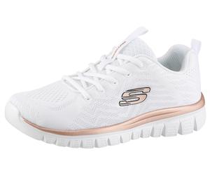 Sneaker SKECHERS "Graceful - Get Connected", Damen, Gr. 35, rosa (weiß, roségoldfarben), Textil, Schuhe Sneaker, Freizeitschuh, Halbschuh, Schnürschuh für die Maschinenwäsche geeignet, Topseller (1398