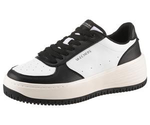 Sneaker SKECHERS "GRAND 92-STEADY WINNING", Damen, Gr. 41, schwarz-weiß (weiß, schwarz), Lederimitat, kontrastfarbene Details, Schuhe Sneaker, Retro Sneaker, Plateausneaker mit markanter Laufsohle (84