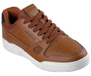 Sneaker SKECHERS "Harry Kane - Off Pitch Collection: Koopa - Harry Kane Court", Herren, Gr. 42, braun, Leder, Schuhe Sneaker, Retro Sneaker signiert vom weltbekannten Fußballstar Harry Kane (86559329-