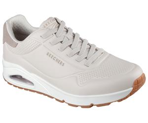 Sneaker SKECHERS "Harry Kane - Off Pitch Collection: Uno - Harry Kane Air", Herren, Gr. 42, grau (taupe), Lederimitat, Textil, Schuhe Sneaker, Schnürschuh signiert vom weltbekannten Fußballstar Harry