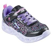 Sneaker SKECHERS "HEART LIGHTS", Mädchen, Gr. 30, schwarz (schwarz multi), Synthetik, Textil, Glitzer, kontrastfarbene Details, Schuhe Sneaker, Blinkschuh mit Herz-Laufsohle, Größenschablone zum Downl