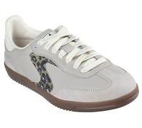 Sneaker SKECHERS "HOTSHOT-SHIMMERING SPOTS", Damen, Gr. 41, grau (taupe), Lederimitat, Veloursleder, Schuhe Sneaker, Retro Sneaker, Schnürschuh mit glitzerndem Animal-Einsatz (24473841-41) taupe