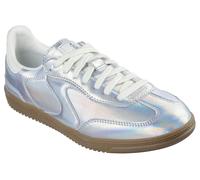 Sneaker SKECHERS "HOTSHOT-TRUE IRIDESCENCE", Damen, Gr. 36, silber (silberfarben irisierend), Lederimitat, iridescent, metallic, Schuhe Sneaker, Retro Sneaker, Schnürschuh im irisierenden Metallic Loo