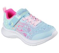 Sneaker SKECHERS "JUMPSTERS 2.0", Damen, Gr. 33, bunt (hellblau, multi), Synthetik, Textil, animal-print, kontrastfarbene Details, Schuhe Sneaker, Klettschuh, mit wasserabw. Funktion, Größenschablone