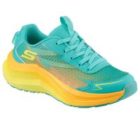 Sneaker SKECHERS "MAX CUSHIONING ASCENDER", Jungen, Gr. 35, gelb (hellblau, gelb), Lederimitat, Mesh, kontrastfarbene Details, Schuhe Sneaker, Trainingsschuh mit dämpfender Laufsohle, Größenschablone