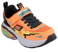 Sneaker SKECHERS "MEGA-CRAFT 4K", Mädchen, Gr. 34, orange (orange, schwarz), Lederimitat, Textil, kontrastfarbene Details, Schuhe Sneaker, Klettschuh im coolen Pixel-Look, Größenschablone zum Download